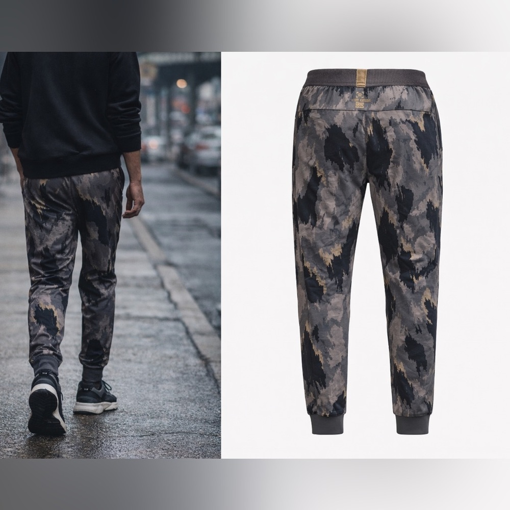Lululemon Robert Geller Jogger Pants Mens M Gray Camo Techwear Commute - Picture 3 of 8